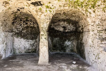 Ancient ruins of Greek Theater in Syracuse, Sicily, Italyの写真素材