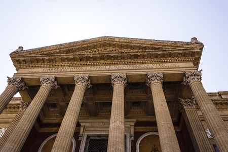 Entrance of Teatro Massimo Vittorio Emanuele in Palermo, Sicily. It is the third largest opera house in Europe.の写真素材