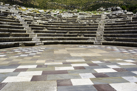 Ruins of theater in ancient city of Messinia at Peloponnese, Greece
