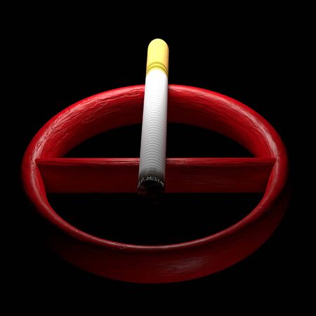 No smoking sign with cigarette on a black background - 3d renderingの写真素材