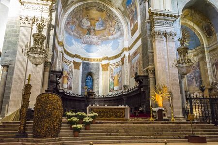 Catania, Italy - April 10, 2015: Interior of the Cathedral of Santa Agatha at Catania duomo, Sicily, Italy.のeditorial素材