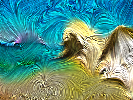 Colorful paint swirls abstract background in summer beach colors. Digital color on the subject of...