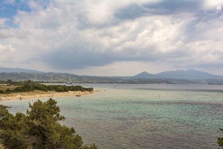 Golden Beach Divari, Gialova, Greece. North of Pylos, pass through Gialova and turn left at the sign for Golden Beach (also known as Divar Beach).のeditorial素材