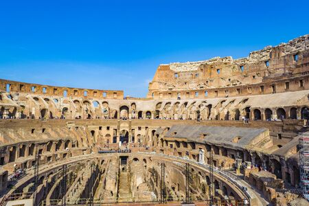 Rome, Italy - August 31, 2017 - Interior of the Colosseum, Rome. Also known as the Flavian Amphitheater is an oval amphitheater in the center of the city of Rome, Italy.のeditorial素材
