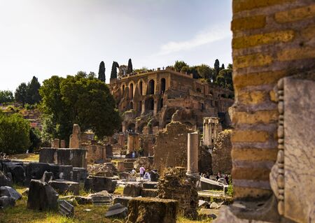 Ruins of the Roman Forum in Rome, Italy.のeditorial素材
