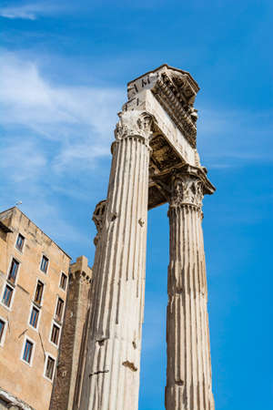 Temple of Vespasian and Titus in Roman Forum, Romeの写真素材