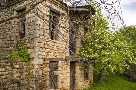 Abandoned old village houseの写真素材