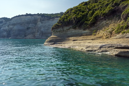 Rocky beach in Corfu Island at Greece.