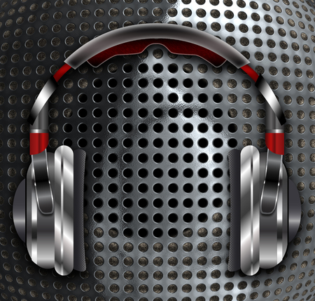 Realistic headphones with speaker.の写真素材