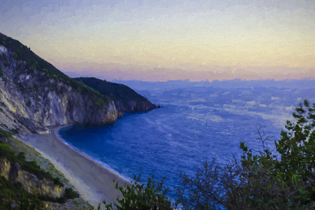 Lefkada island, Mylos beach, Greece - Digital paintの写真素材