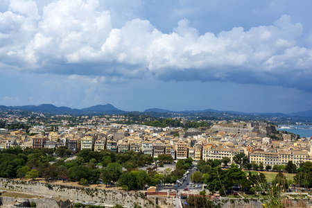 A picturesque view of the city of Corfu from the fortress of the Corfu town in Greece.の写真素材