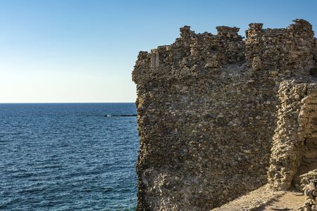 Wall of the Methoni Venetian Fortress in the Peloponnese, Messenia, Greece.
