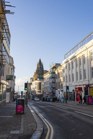 West street road in Brighton. British people and tourists in autumn England.