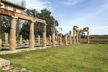 Temple of Artemis in archaeological site of Brauron, Attica, Greeceの写真素材