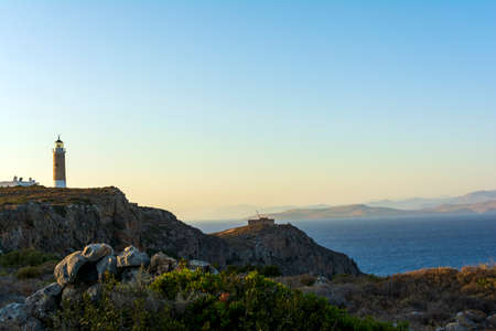 The lighthouse on the northern tip of Kythira island in Greeceの写真素材