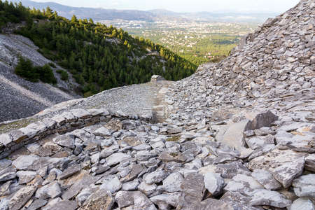 Part of the abandoned Penteli marble quarry in Attika, Greece.の写真素材