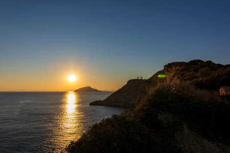 The ancient Temple of Poseidon during sunset at Sounio, Attica. Greece.の写真素材