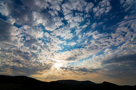 Beautiful sunset sky clouds with dramatic lightの写真素材