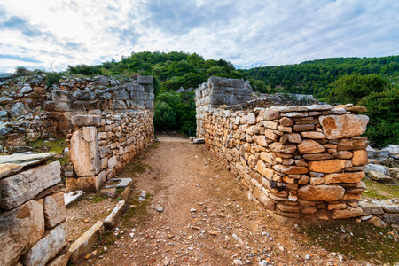 Landscape with a scenic view of Ramnous the ancient fortified site in Attica, Greece.の写真素材