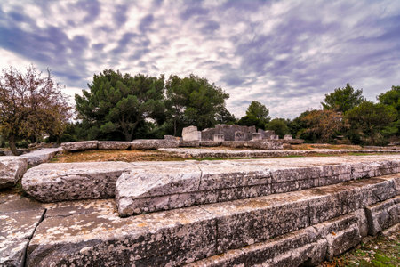 Ruins of the ancient temple of Nemesis, in Rhamnous, Attica, Greece.の写真素材