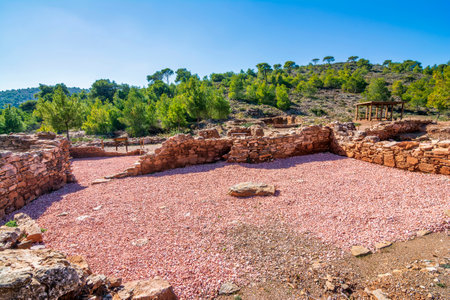 View of the historical site of Lavrion Ancient Silver Mines. Greece.の写真素材