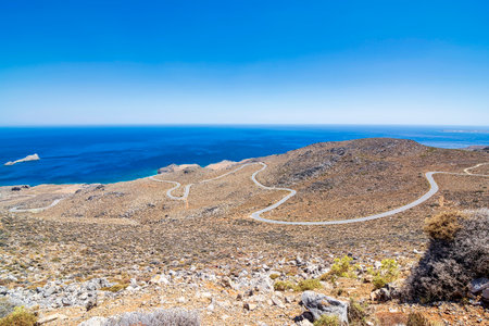 Beautiful Greek seascape at east Crete. Xerokampos beaches. Rocky area at east Crete. Greece.の写真素材