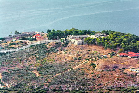 View of the iconic medieval castle of Pylos in the heart of Messenia prefecture, Peloponnese, Greece.の写真素材
