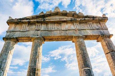 The Asklepieion and Agora inside the old ruins of the capital of the Messinian state. Greece.の写真素材