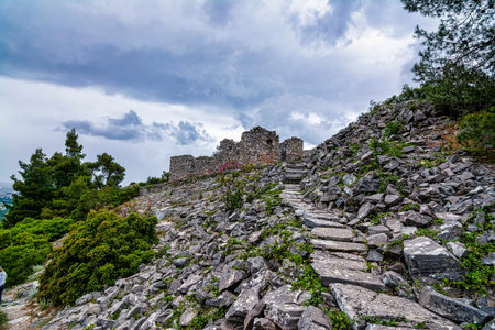 Part of an abandoned Penteli marble quarry in Attica, Greece. Penteli is a mountain located 18 km...