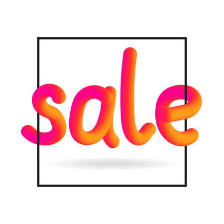 3D colorful text isolated on white background. Sale banner with fluid effect. Vector illustration of lettering with frame and shadow.のイラスト素材