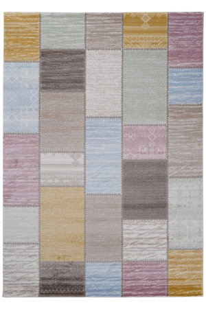 colorful patterned machine carpet on white background