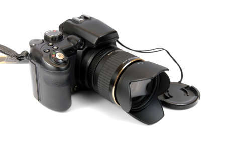 modern profesionalny camera SLR on the white background 
