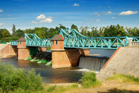Weir on Odra river, Wroclaw, Polandの写真素材