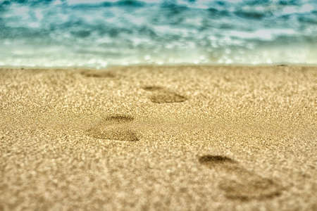 Beach footstepsの写真素材