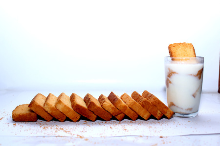 rusks and milkの写真素材