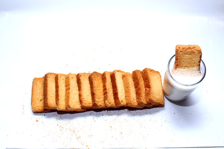 rusks and milkの写真素材