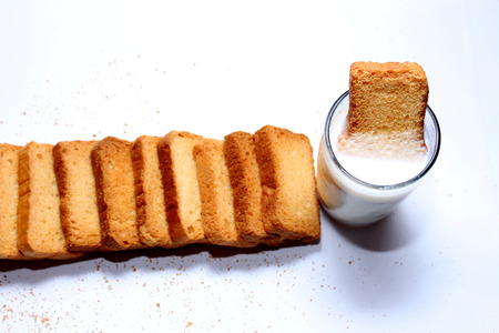 rusks and milkの写真素材