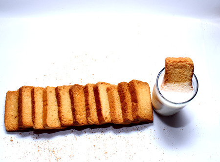 rusks and milkの写真素材