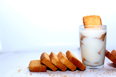 rusks and milkの写真素材