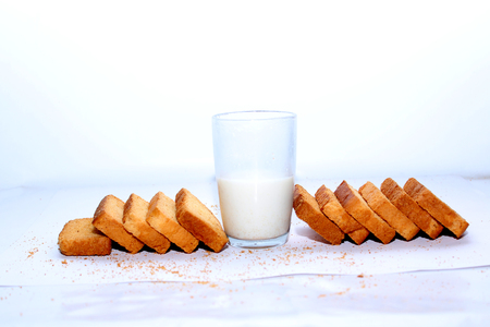 rusks and milkの写真素材