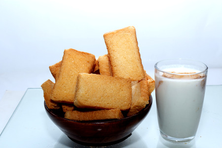 rusks on white backgroundの写真素材