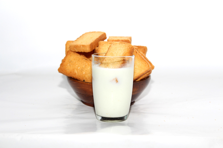 rusks on white backgroundの写真素材
