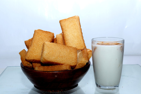 rusks on white backgroundの写真素材