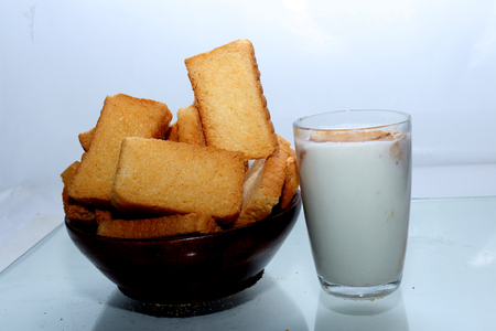 rusks on white backgroundの写真素材