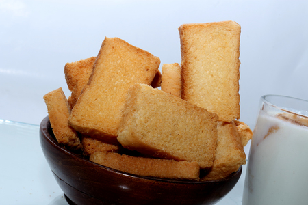 rusks on white backgroundの写真素材