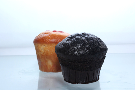 cup cake on the white backgroundの写真素材