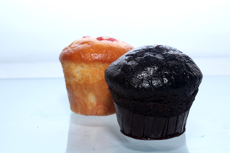 cup cake on the white backgroundの写真素材