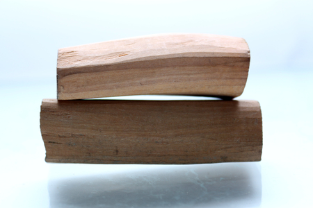 Wooden sandal isolated on a white backgroundの写真素材