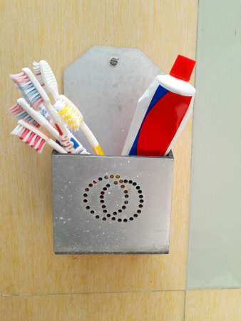 home made toothbrush and toothpaste holder