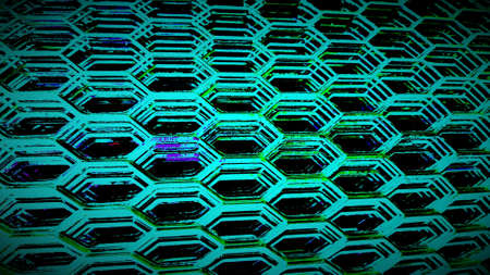 hexagonal shaped pattern background in scary cyan colorの写真素材
